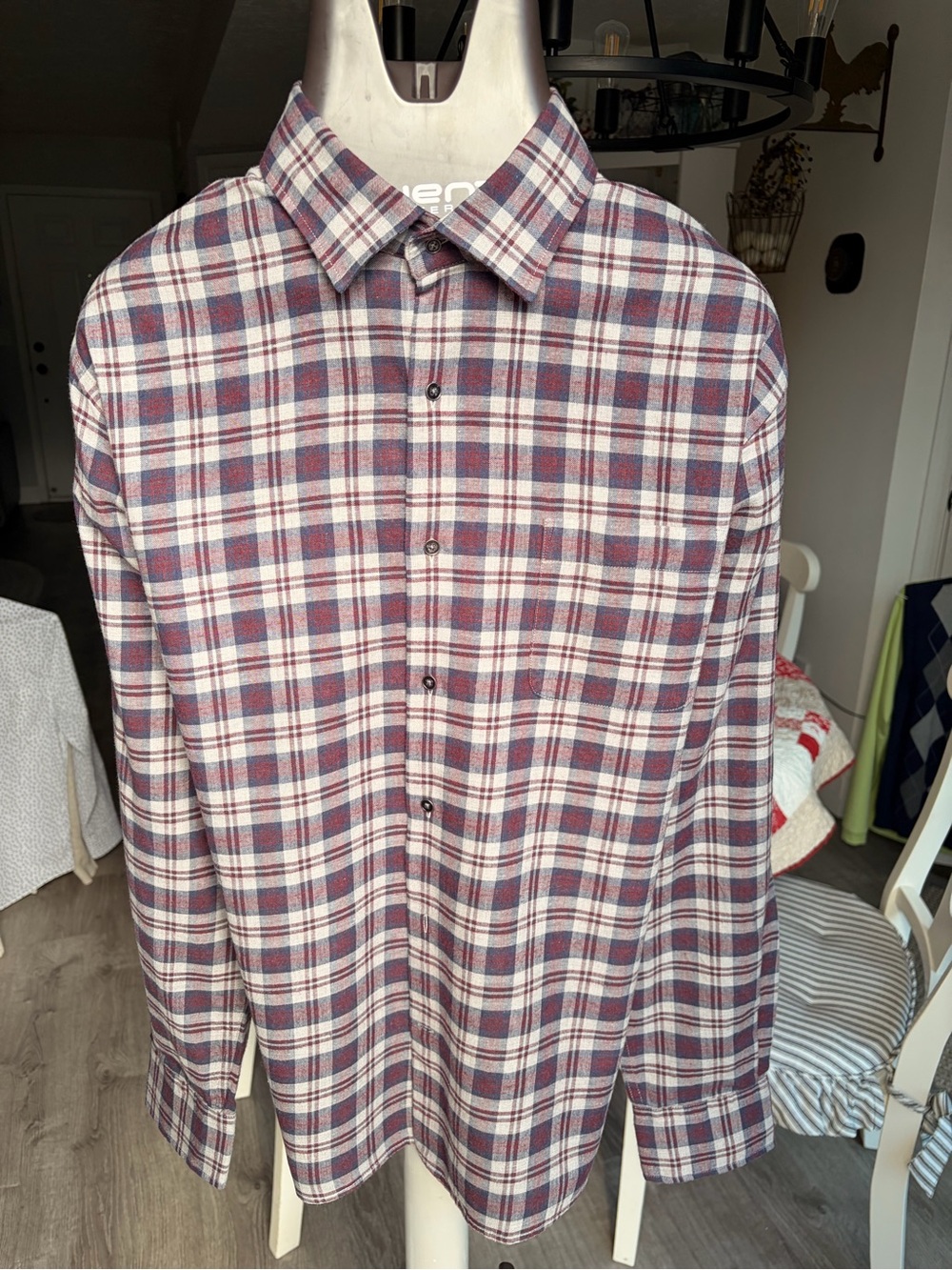 Peter Millar Maroon & White Plaid Button-Down Shirt